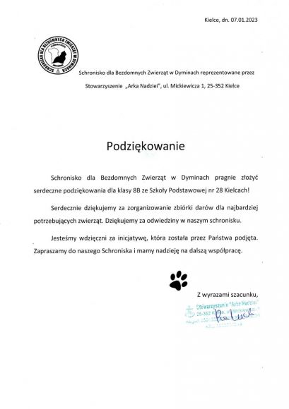 podziękowanie